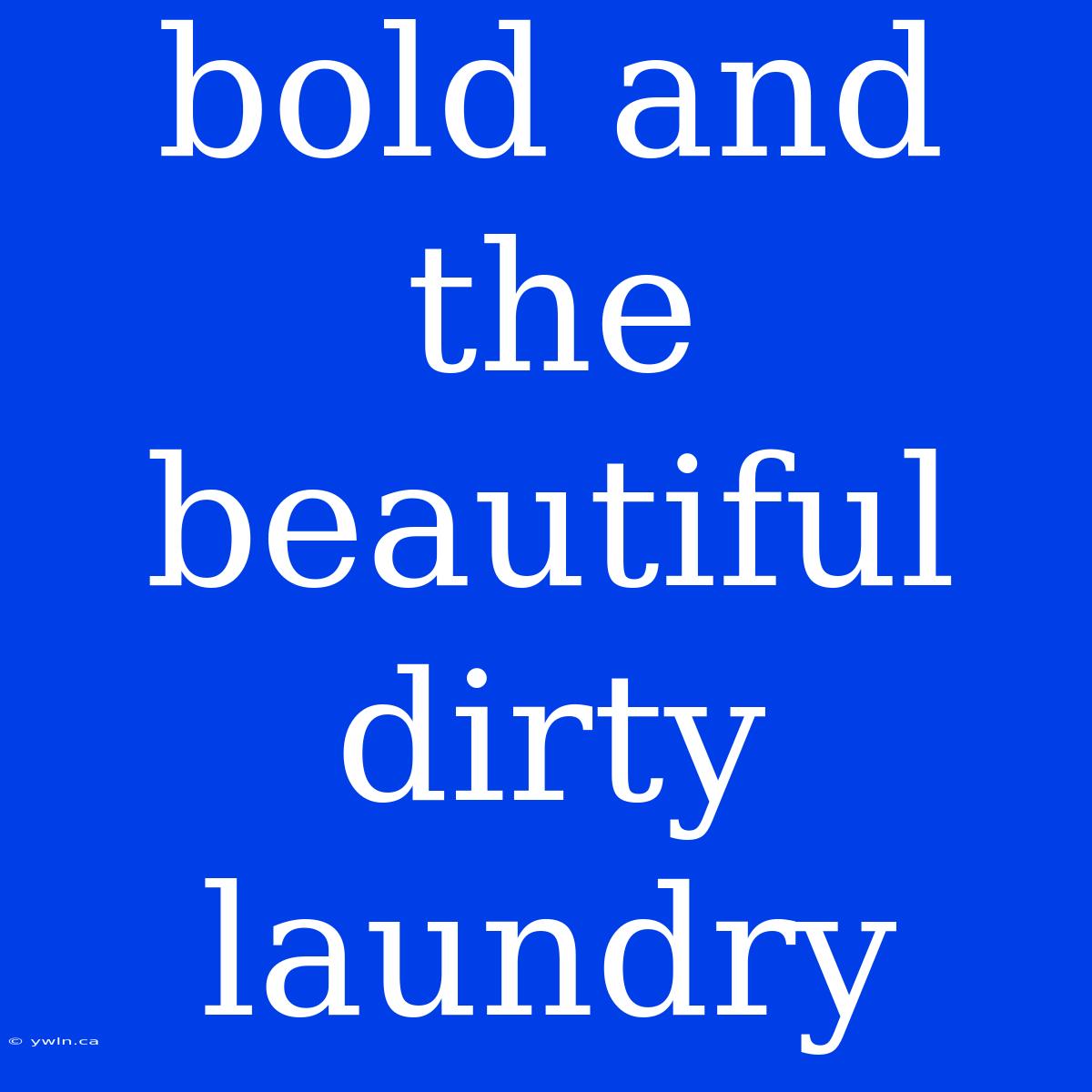 Bold And The Beautiful Dirty Laundry