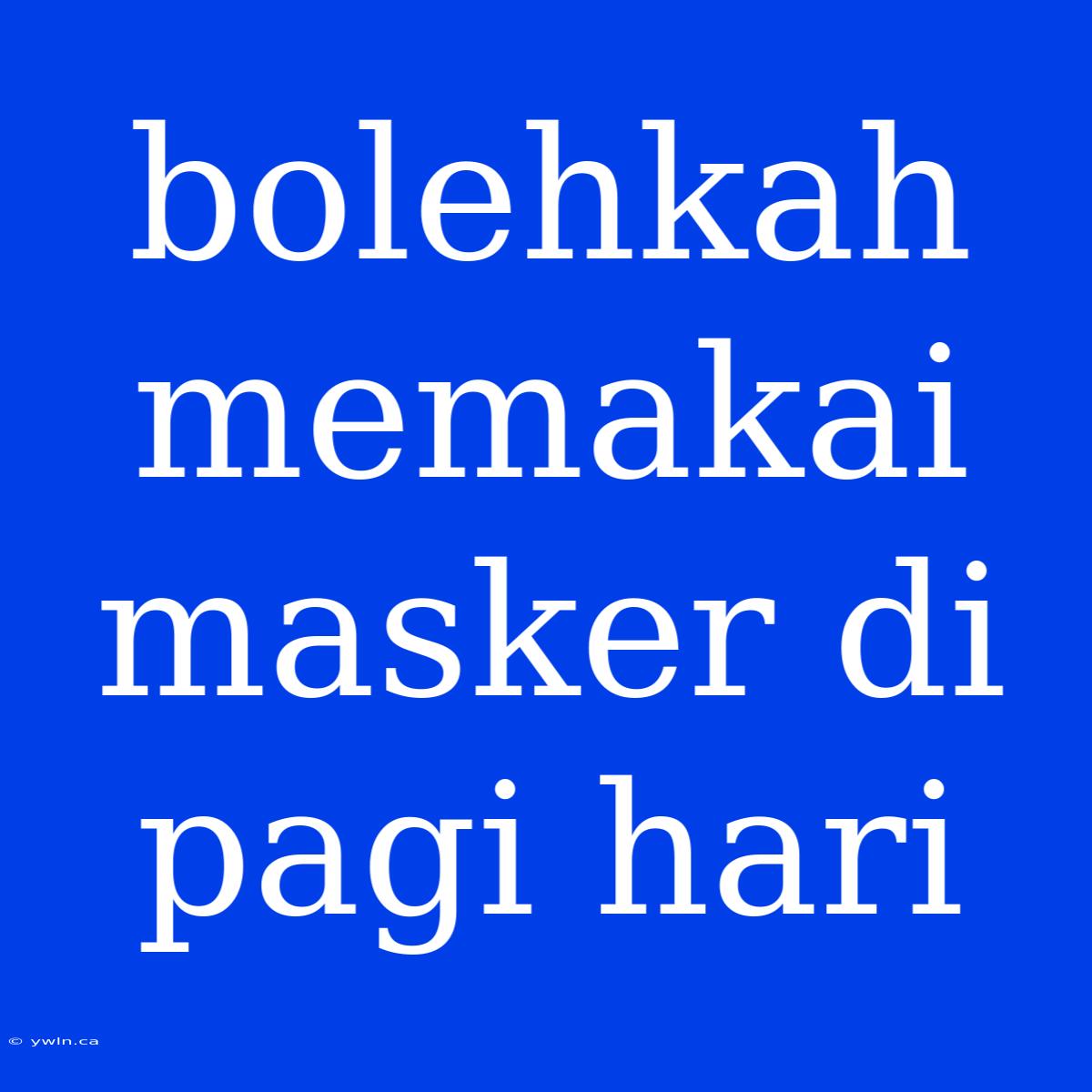 Bolehkah Memakai Masker Di Pagi Hari