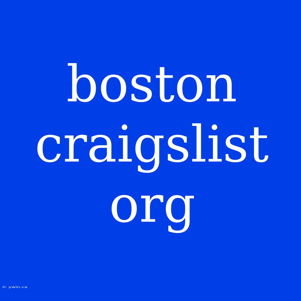 Boston Craigslist Org