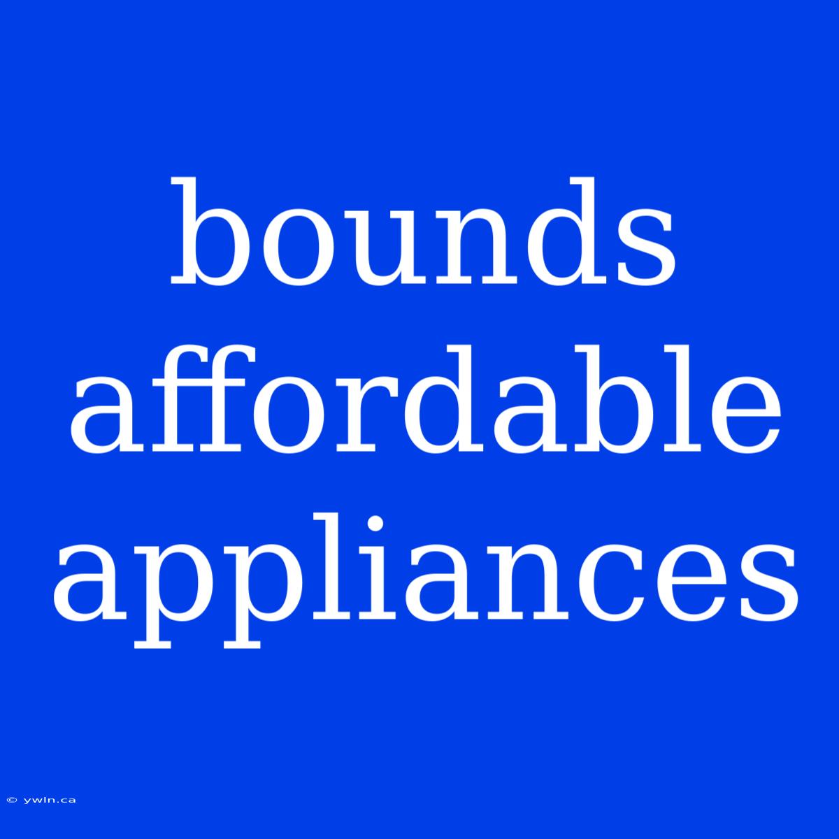 Bounds Affordable Appliances