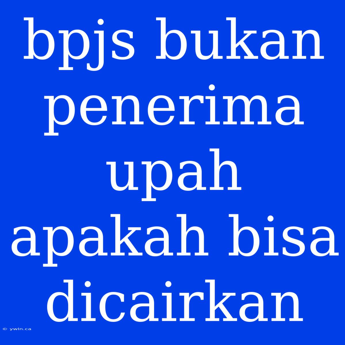 Bpjs Bukan Penerima Upah Apakah Bisa Dicairkan