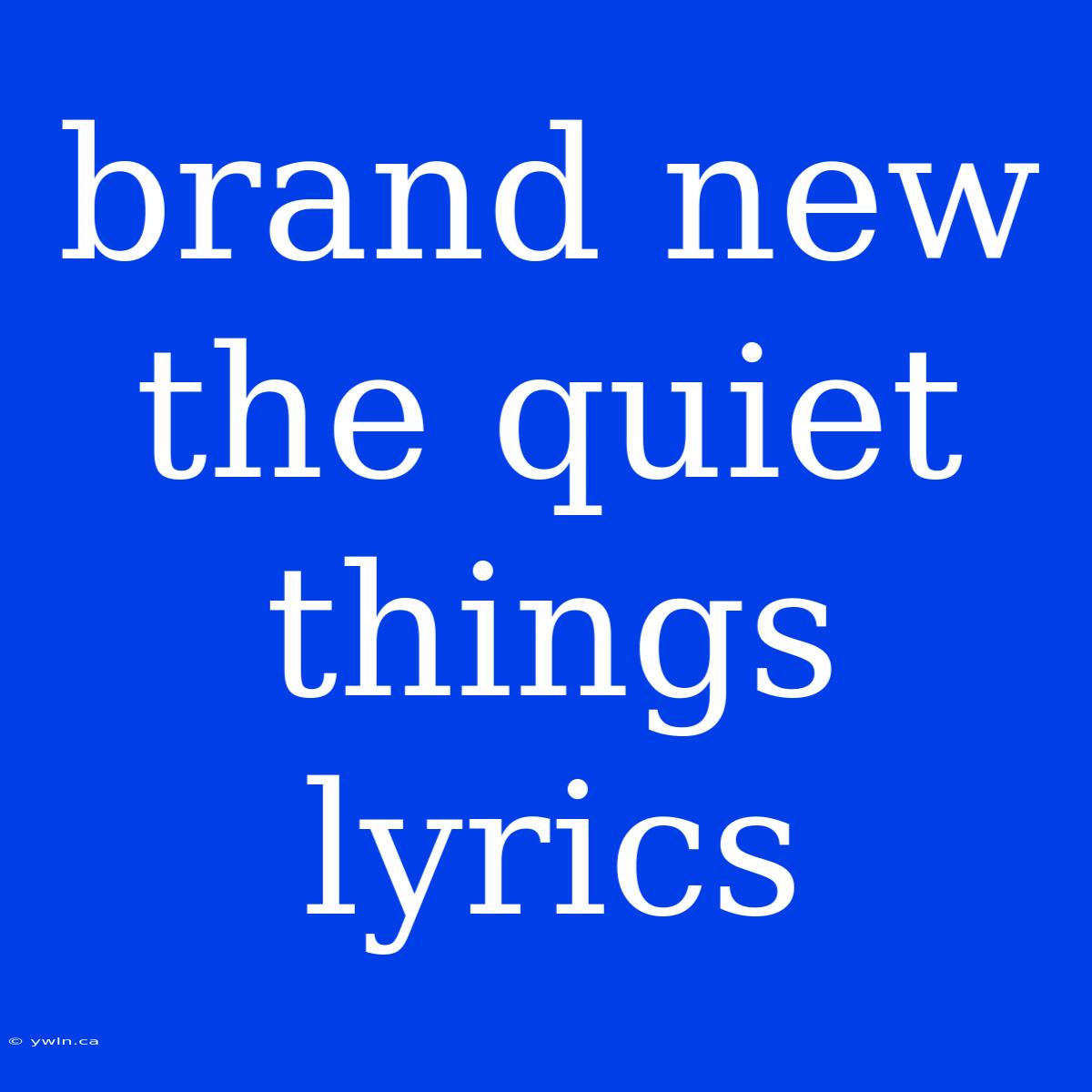 Brand New The Quiet Things Lyrics