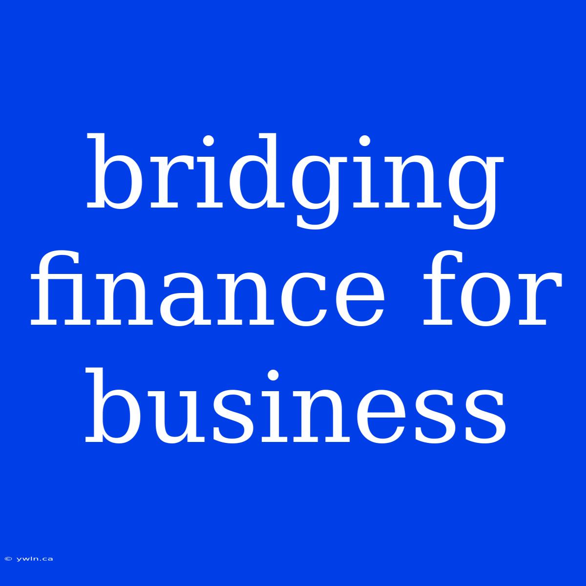 Bridging Finance For Business