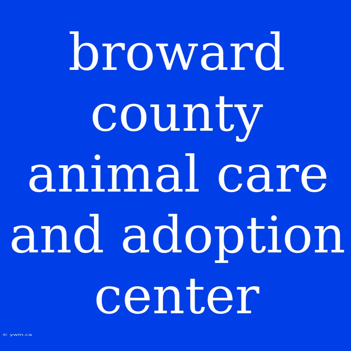 Broward County Animal Care And Adoption Center