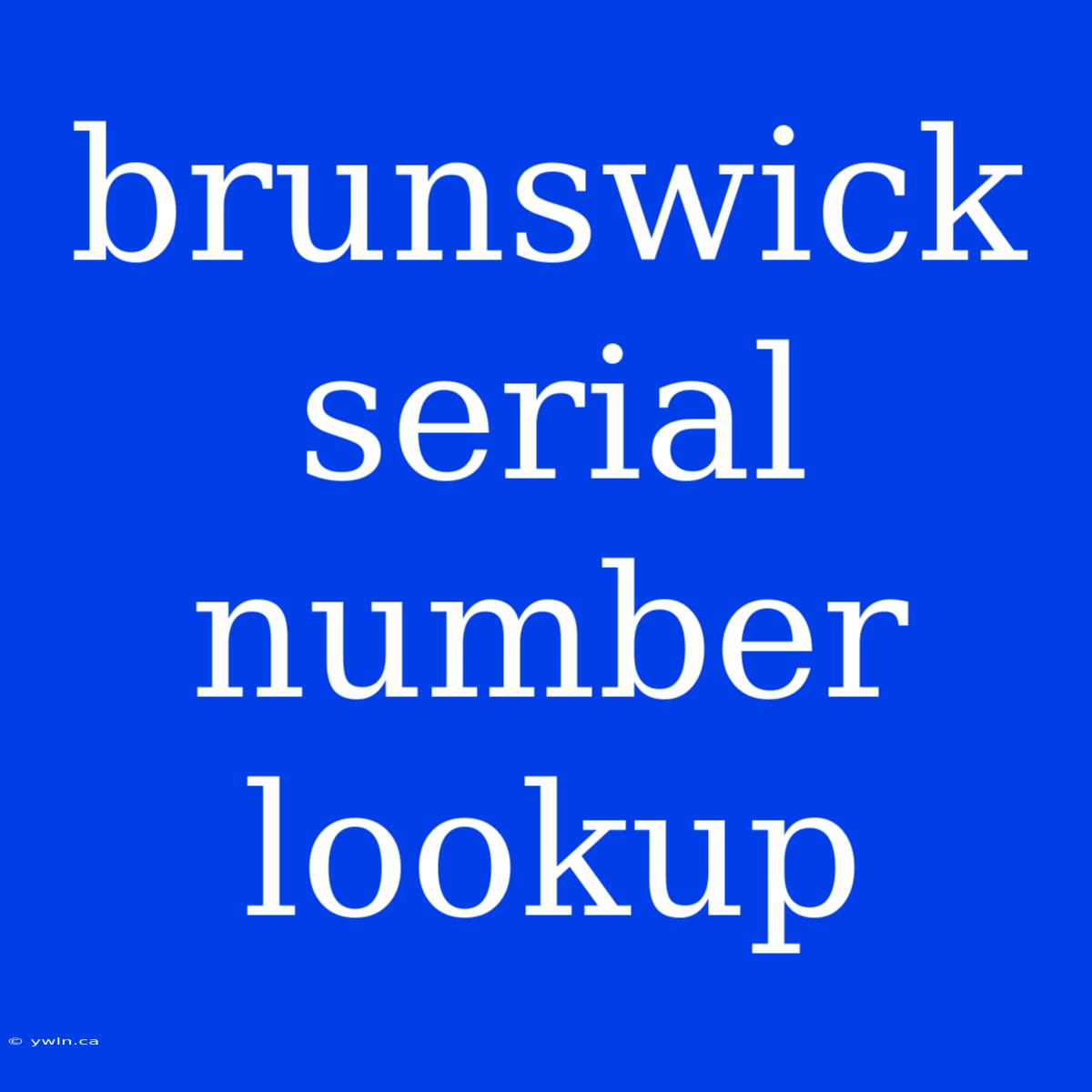 Brunswick Serial Number Lookup