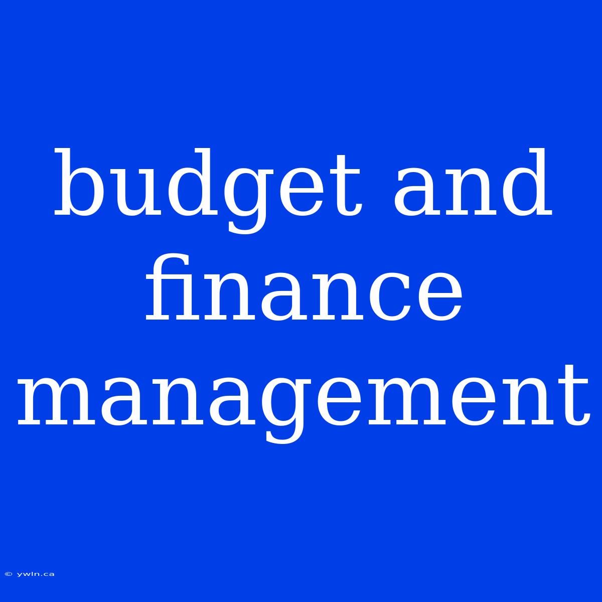 Budget And Finance Management