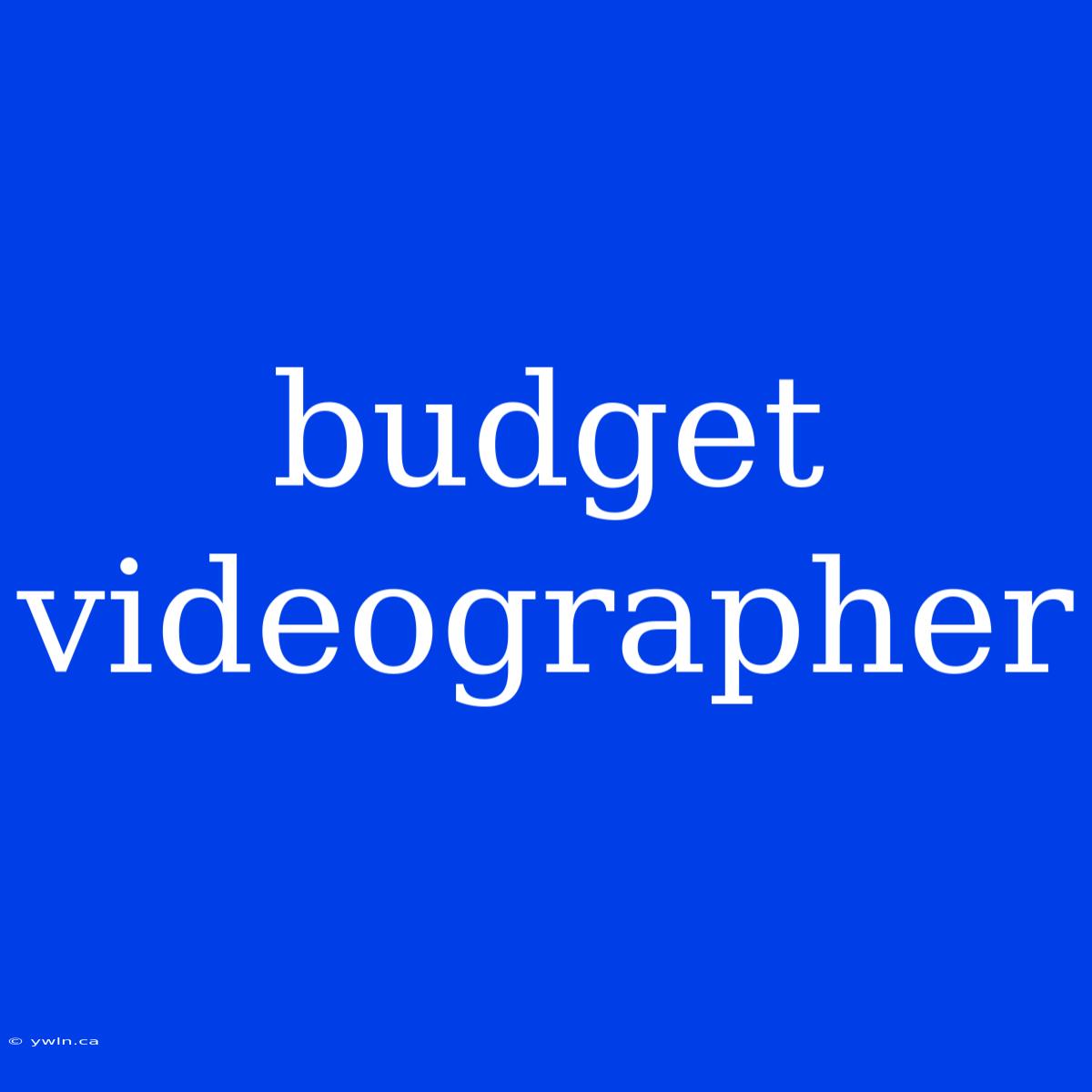 Budget Videographer