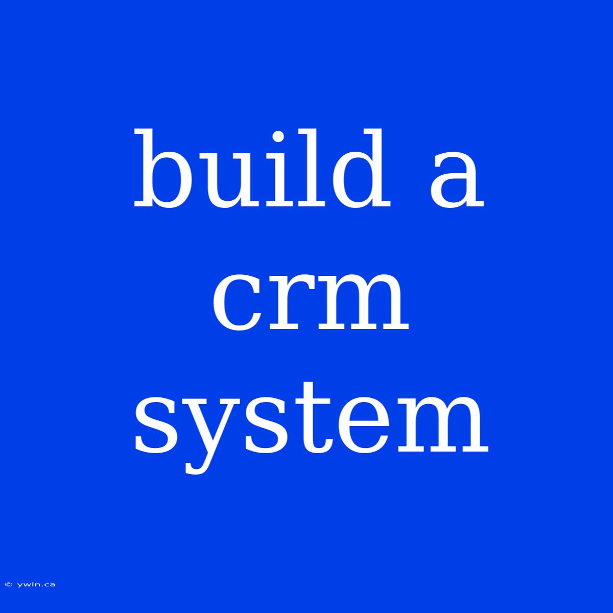 Build A Crm System