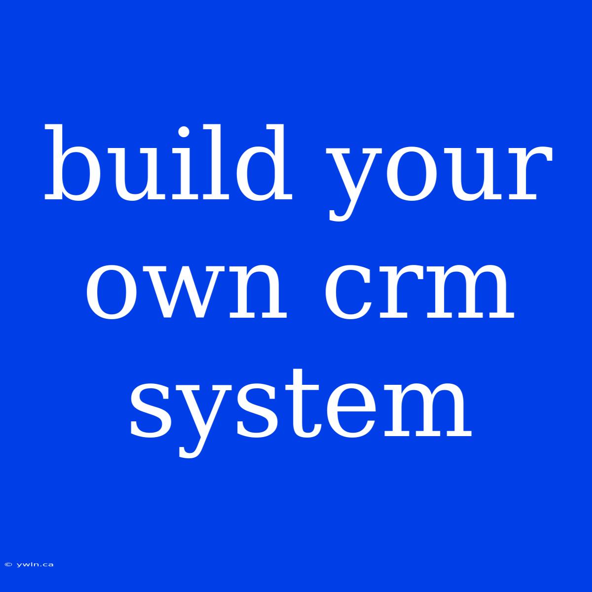 Build Your Own Crm System