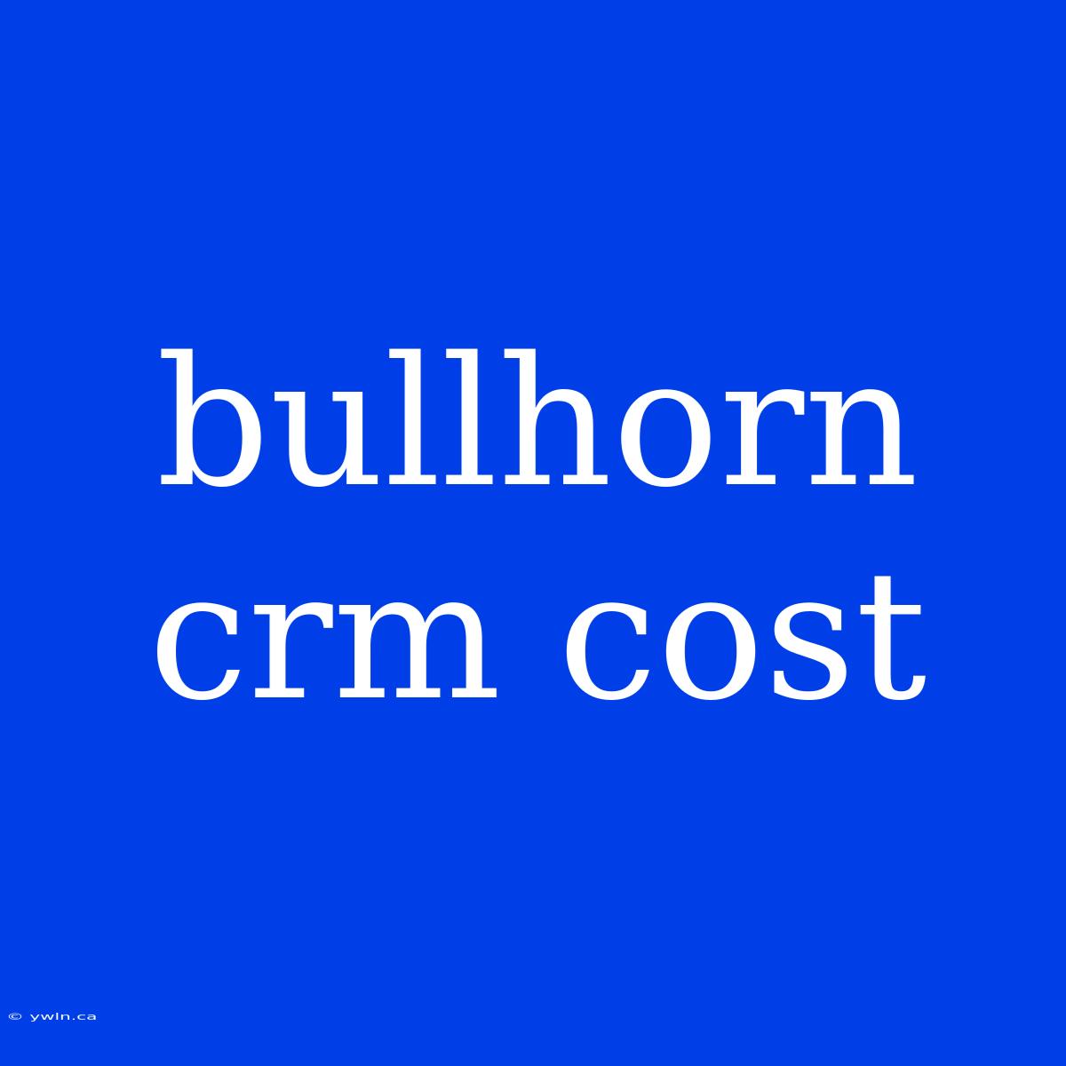 Bullhorn Crm Cost