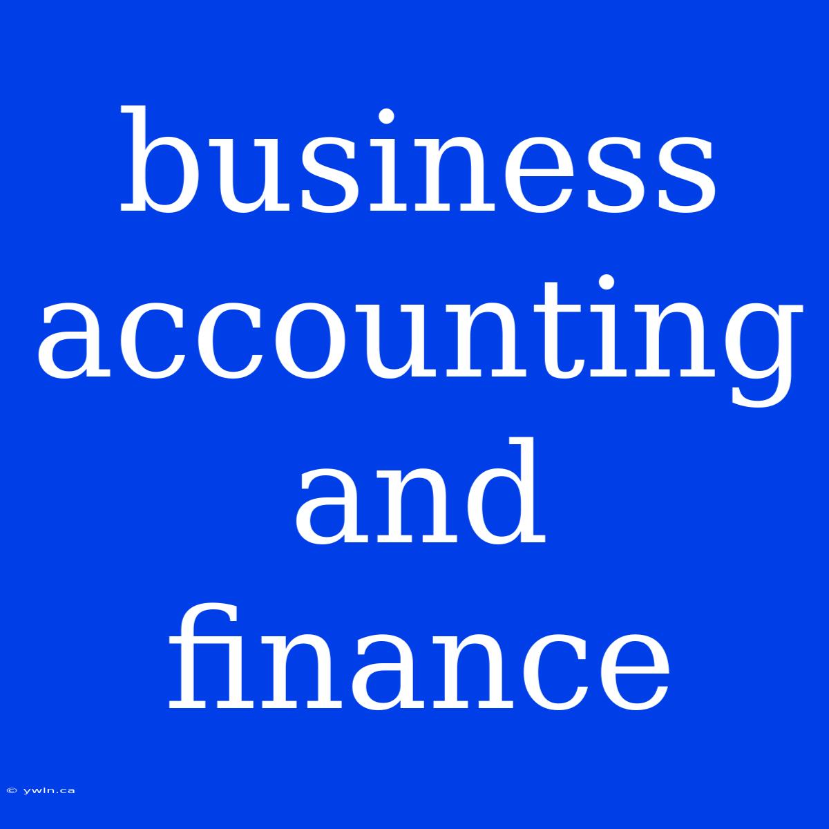 Business Accounting And Finance