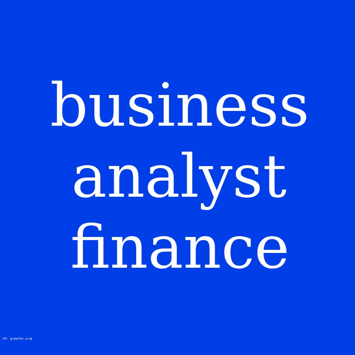 Business Analyst Finance