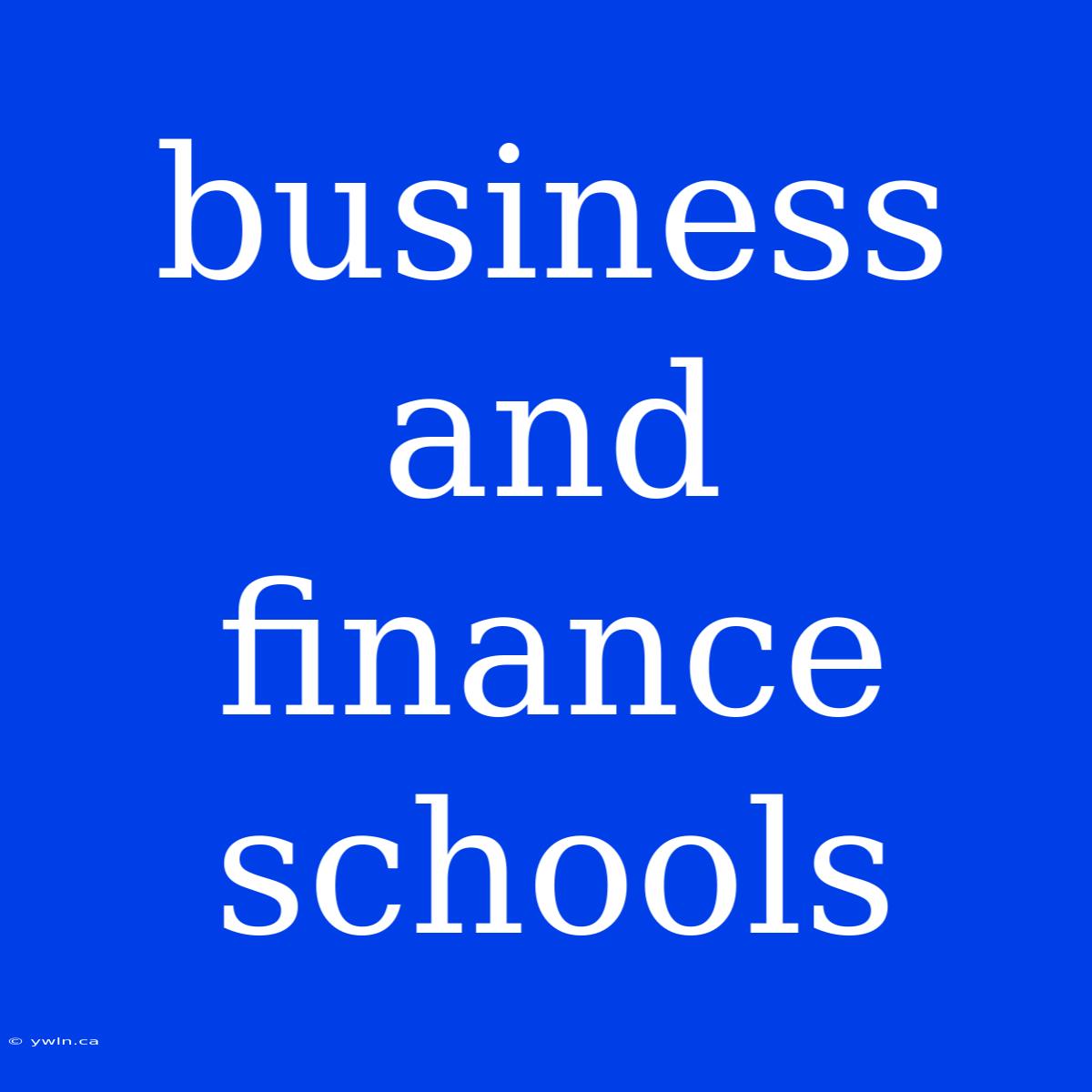 Business And Finance Schools