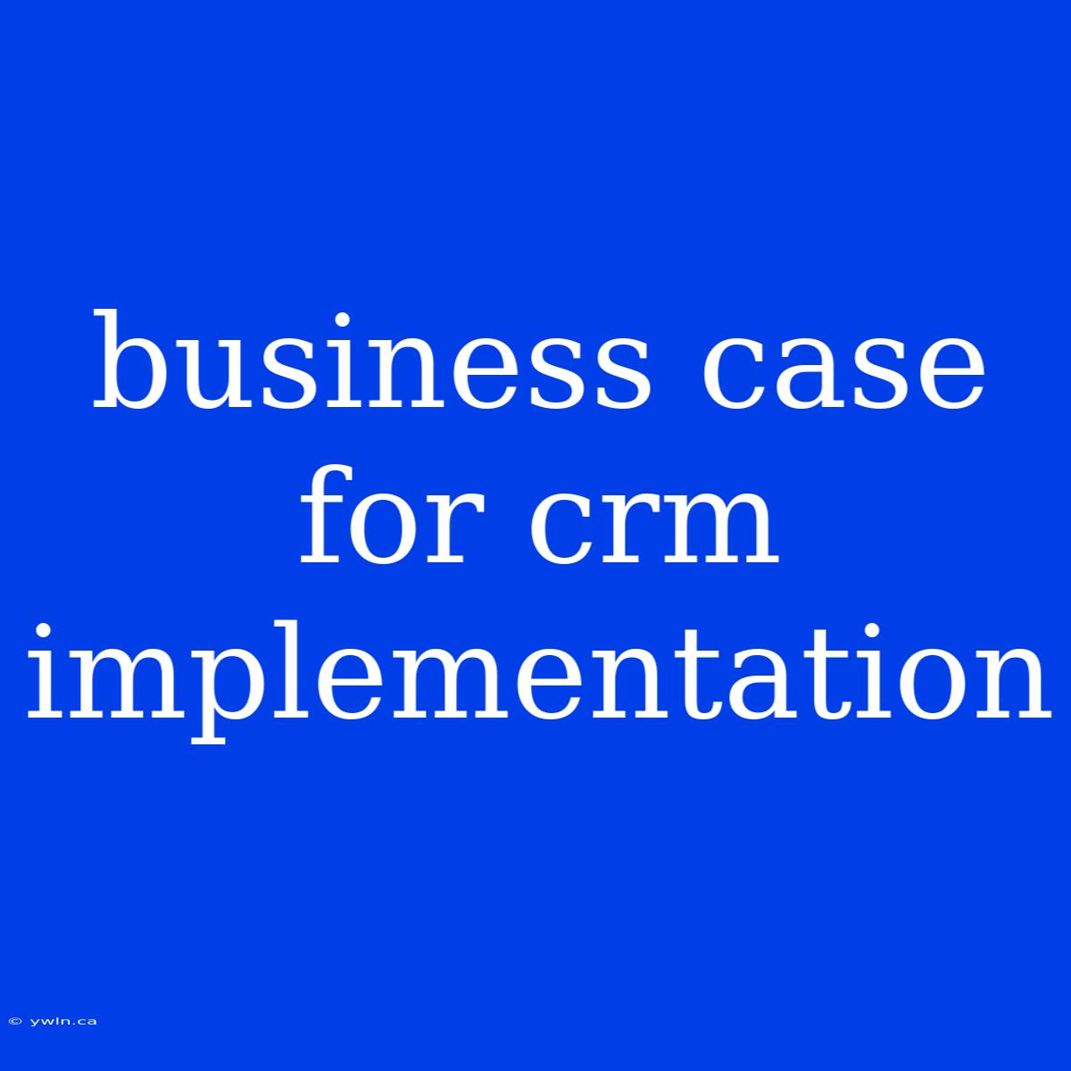 Business Case For Crm Implementation