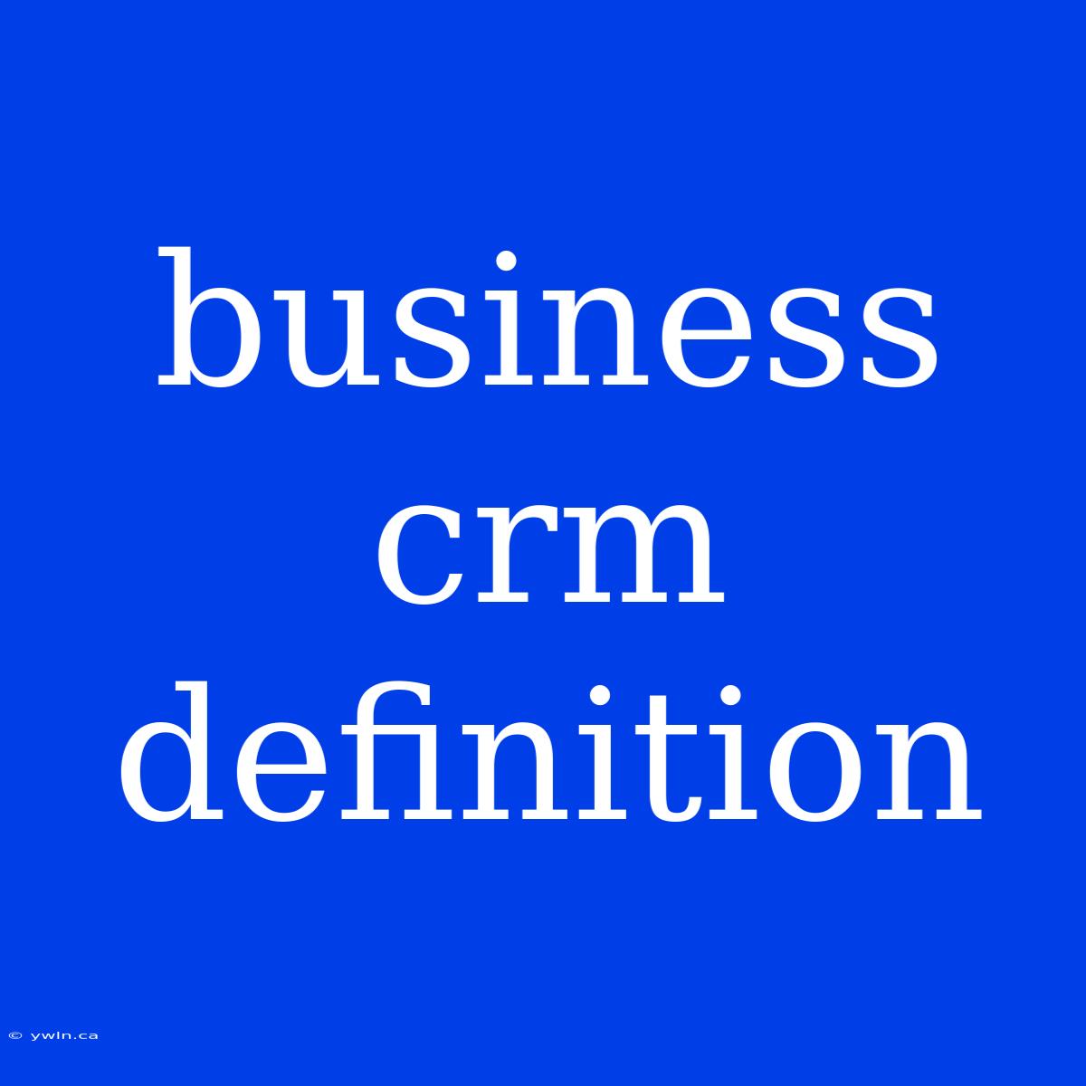 Business Crm Definition