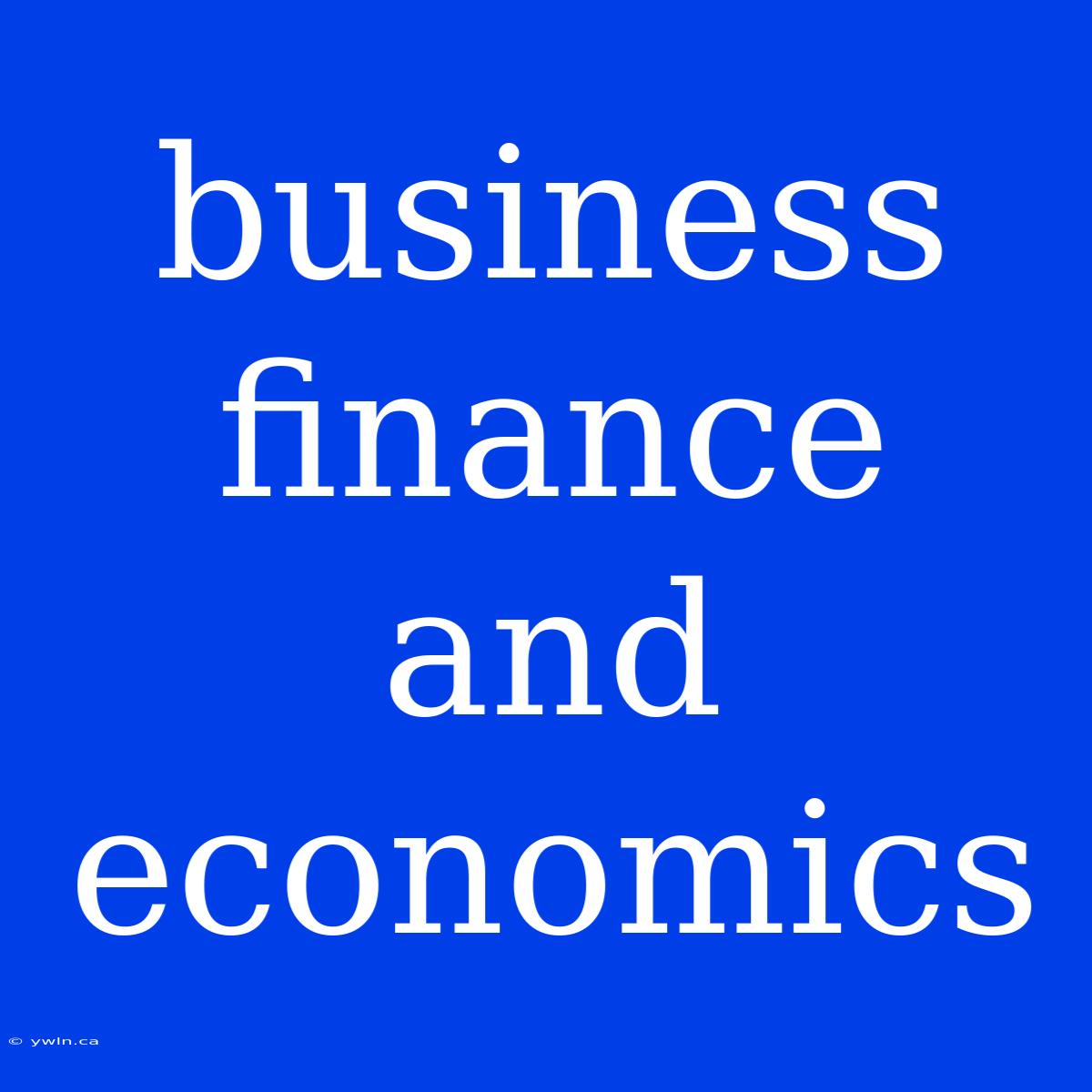 Business Finance And Economics