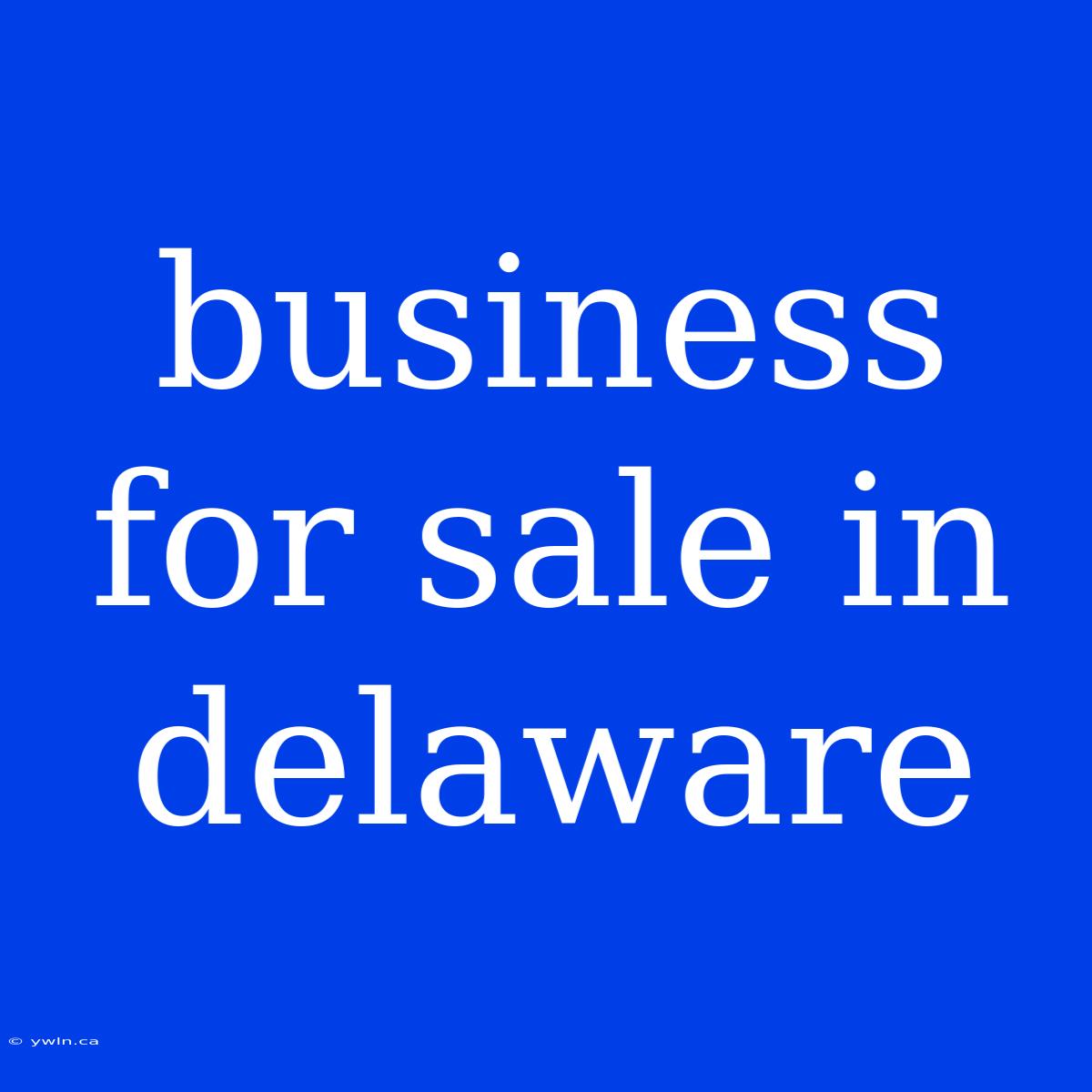 Business For Sale In Delaware