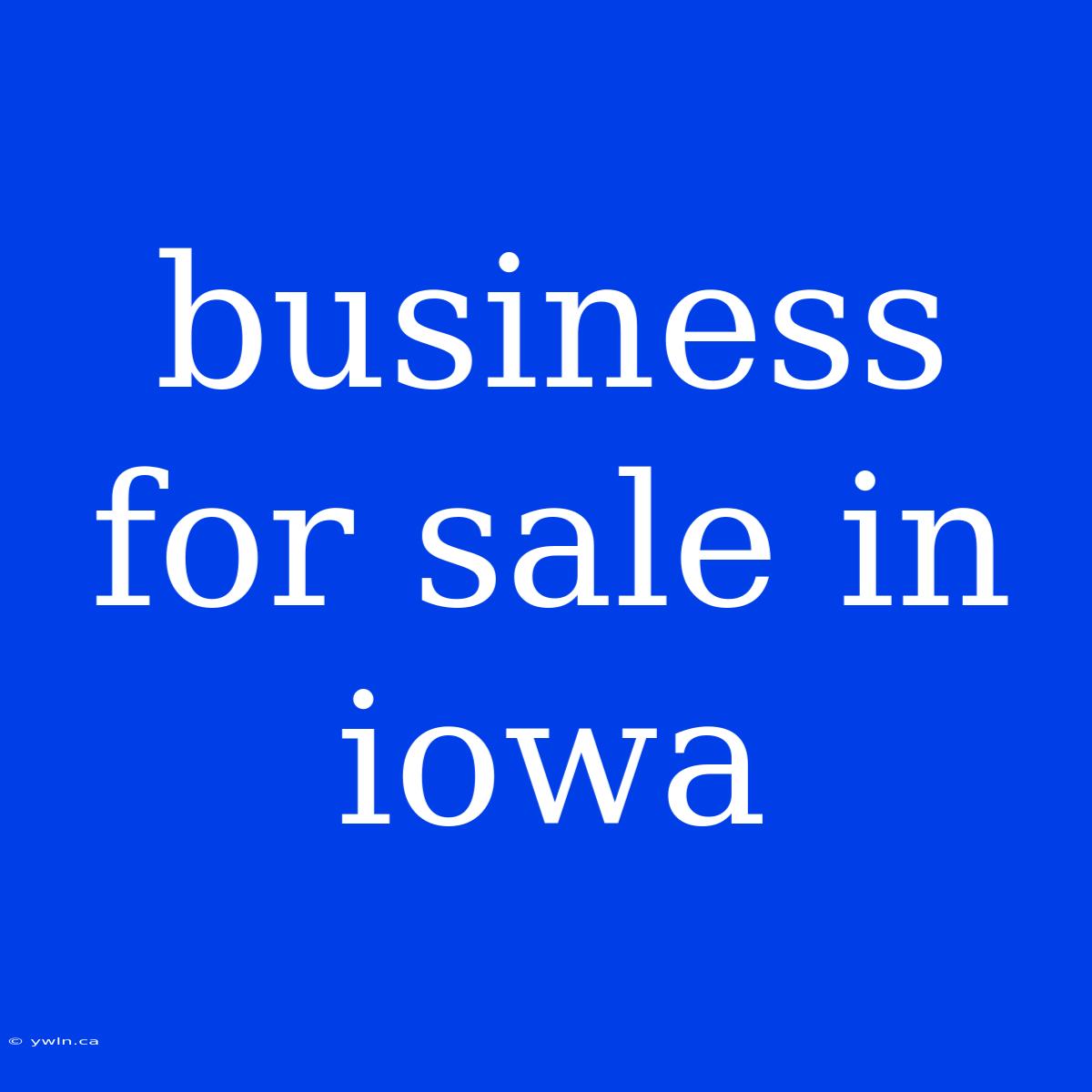 Business For Sale In Iowa