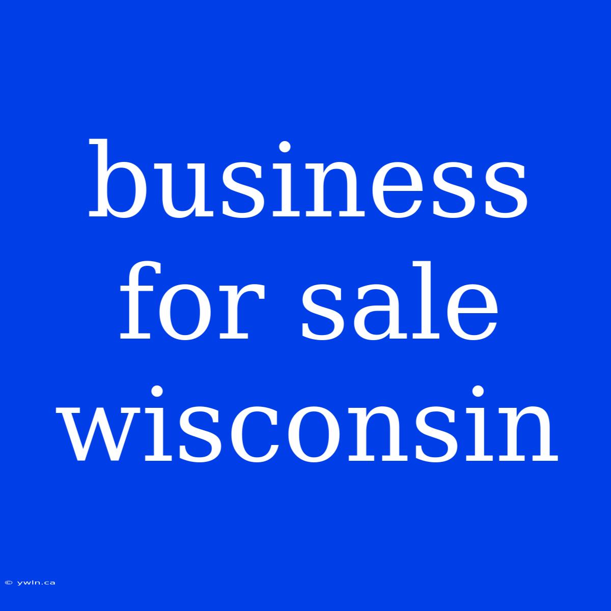 Business For Sale Wisconsin