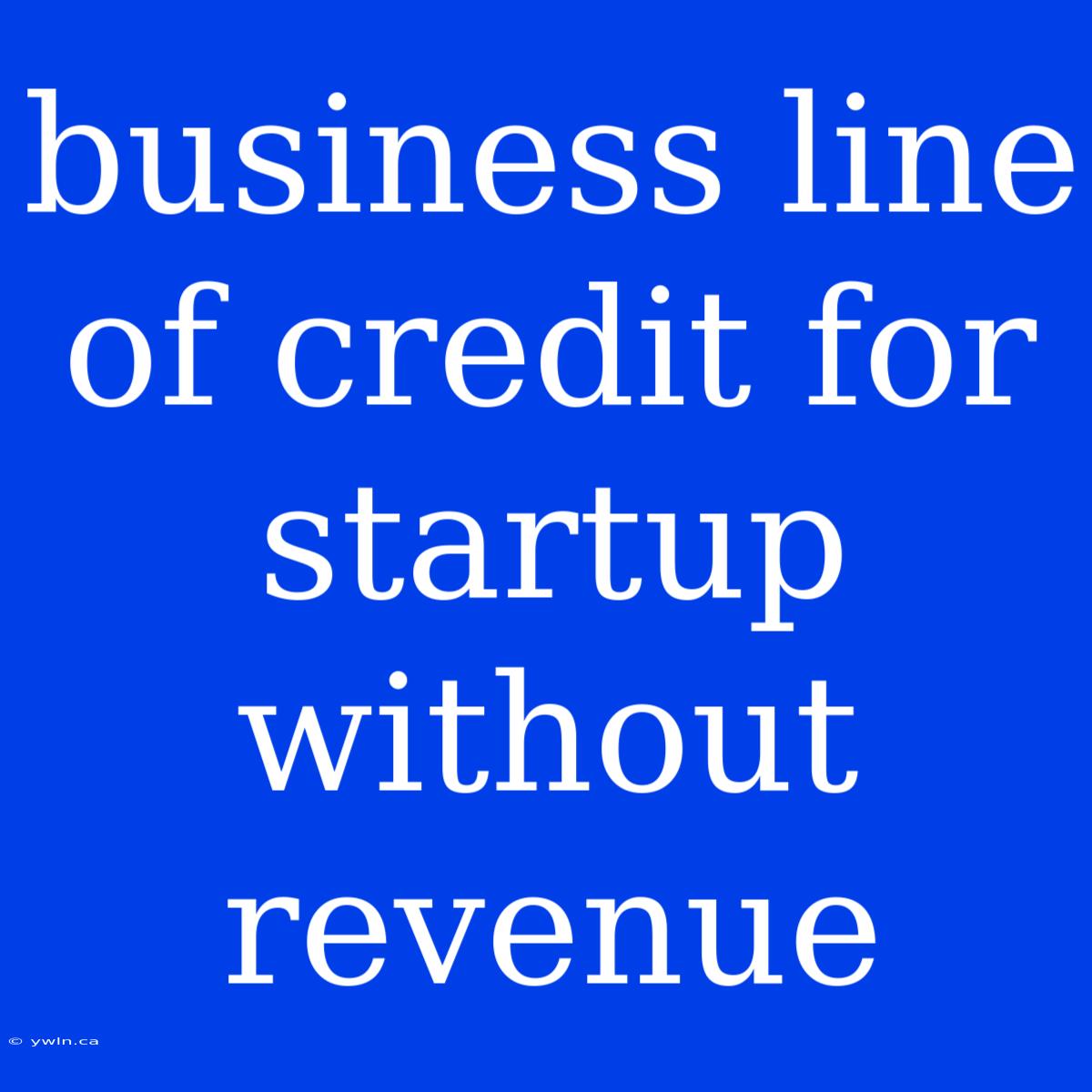 Business Line Of Credit For Startup Without Revenue