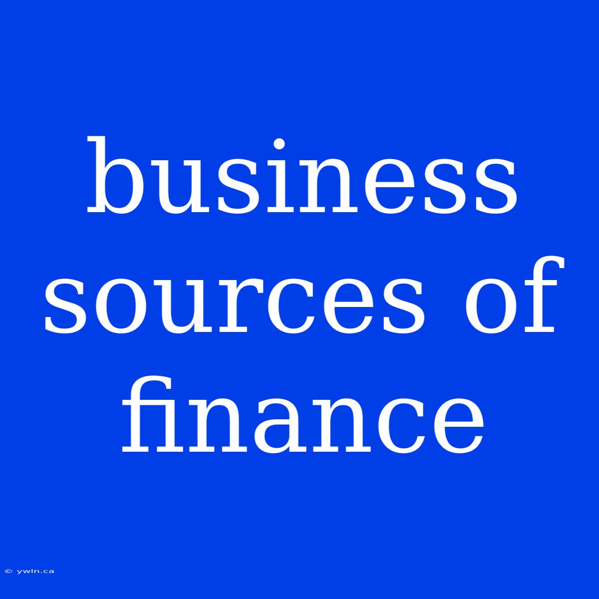 Business Sources Of Finance