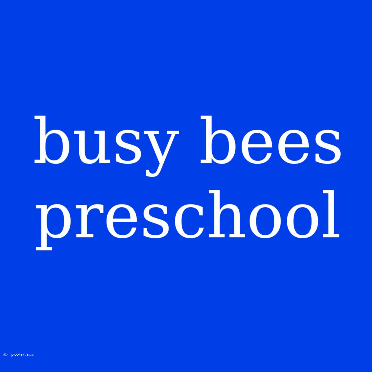 Busy Bees Preschool