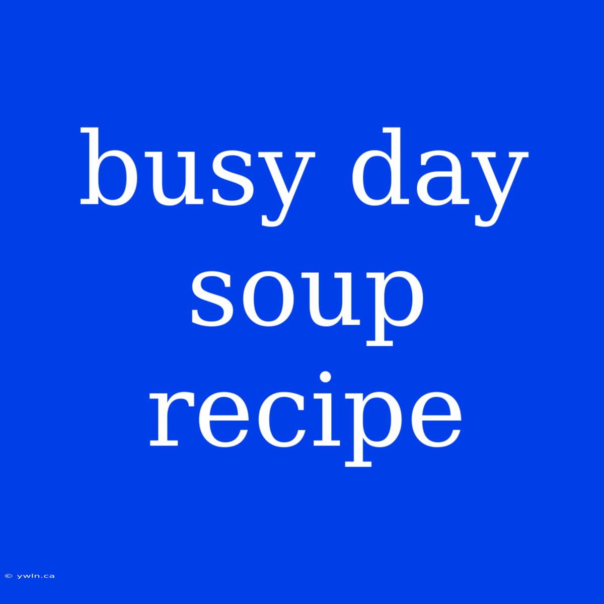 Busy Day Soup Recipe