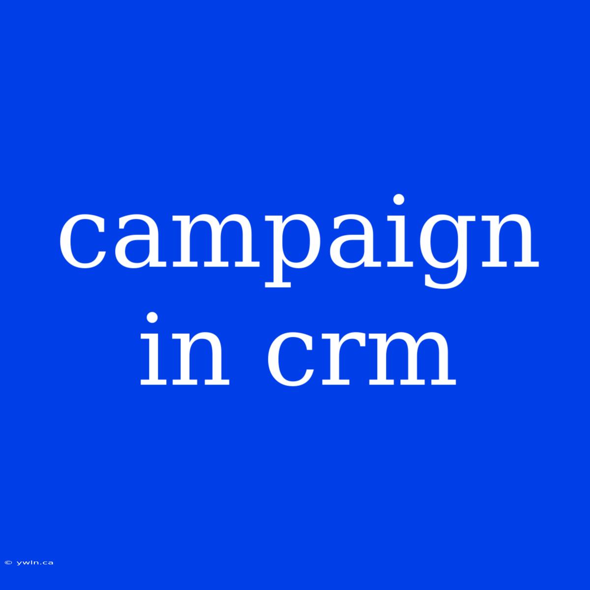 Campaign In Crm