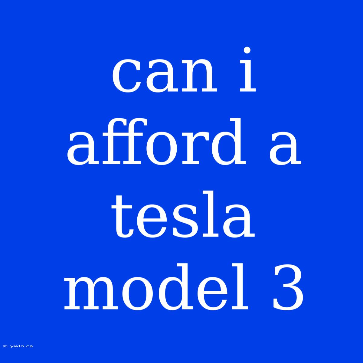 Can I Afford A Tesla Model 3