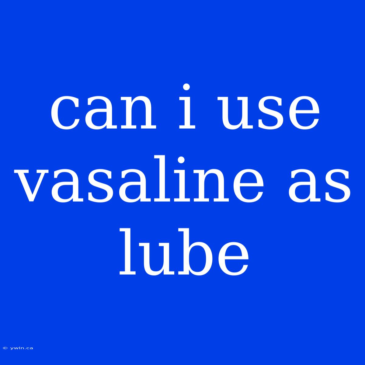 Can I Use Vasaline As Lube