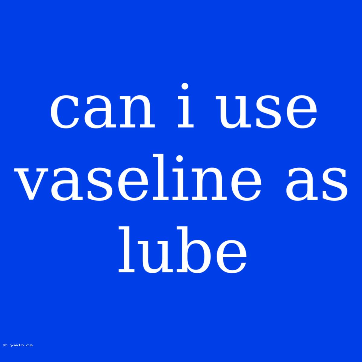 Can I Use Vaseline As Lube