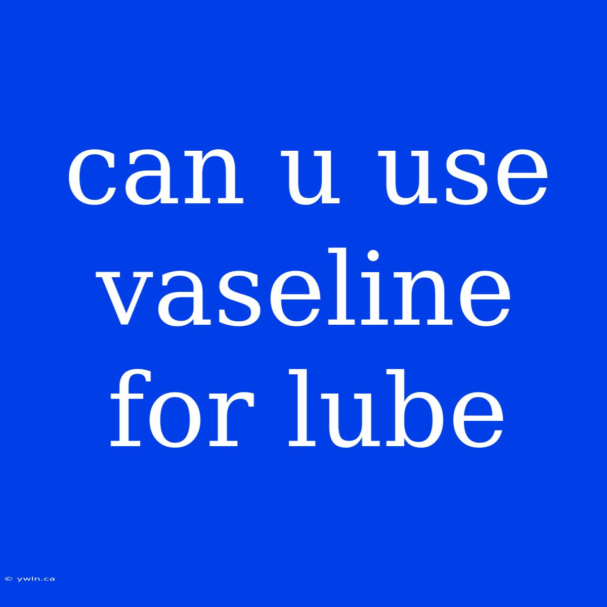 Can U Use Vaseline For Lube