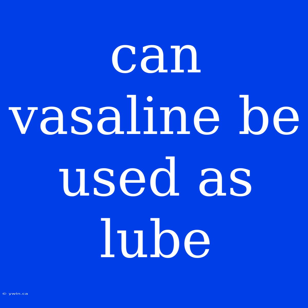 Can Vasaline Be Used As Lube