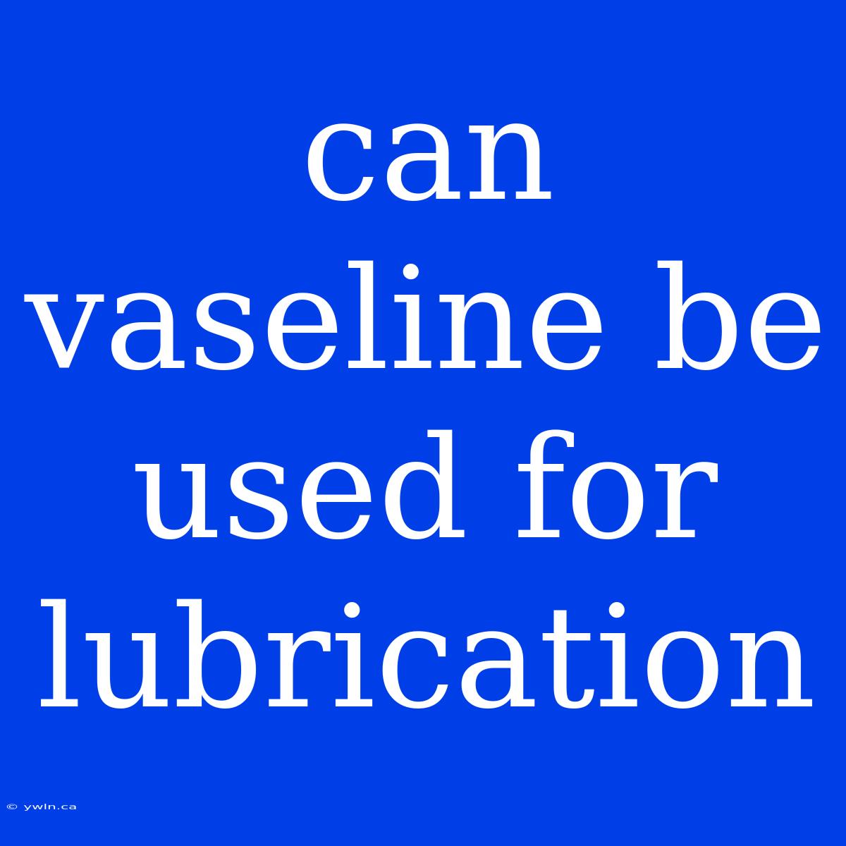 Can Vaseline Be Used For Lubrication