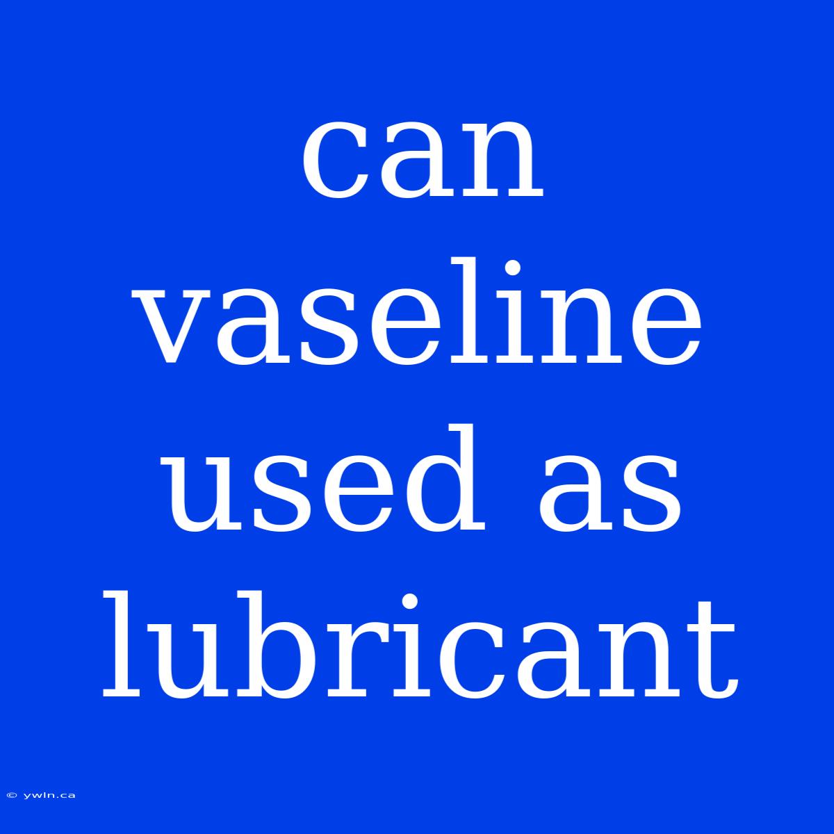 Can Vaseline Used As Lubricant