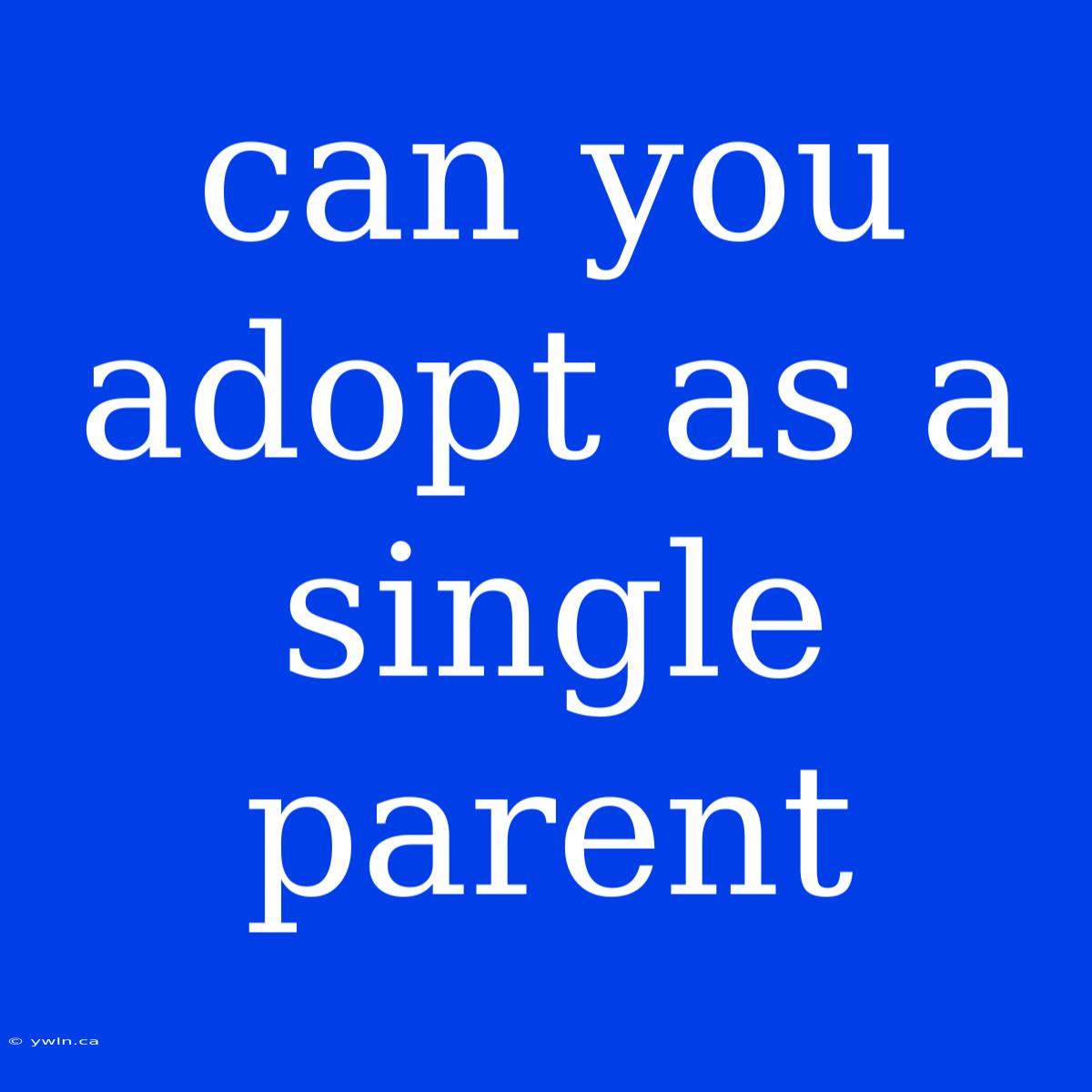 Can You Adopt As A Single Parent