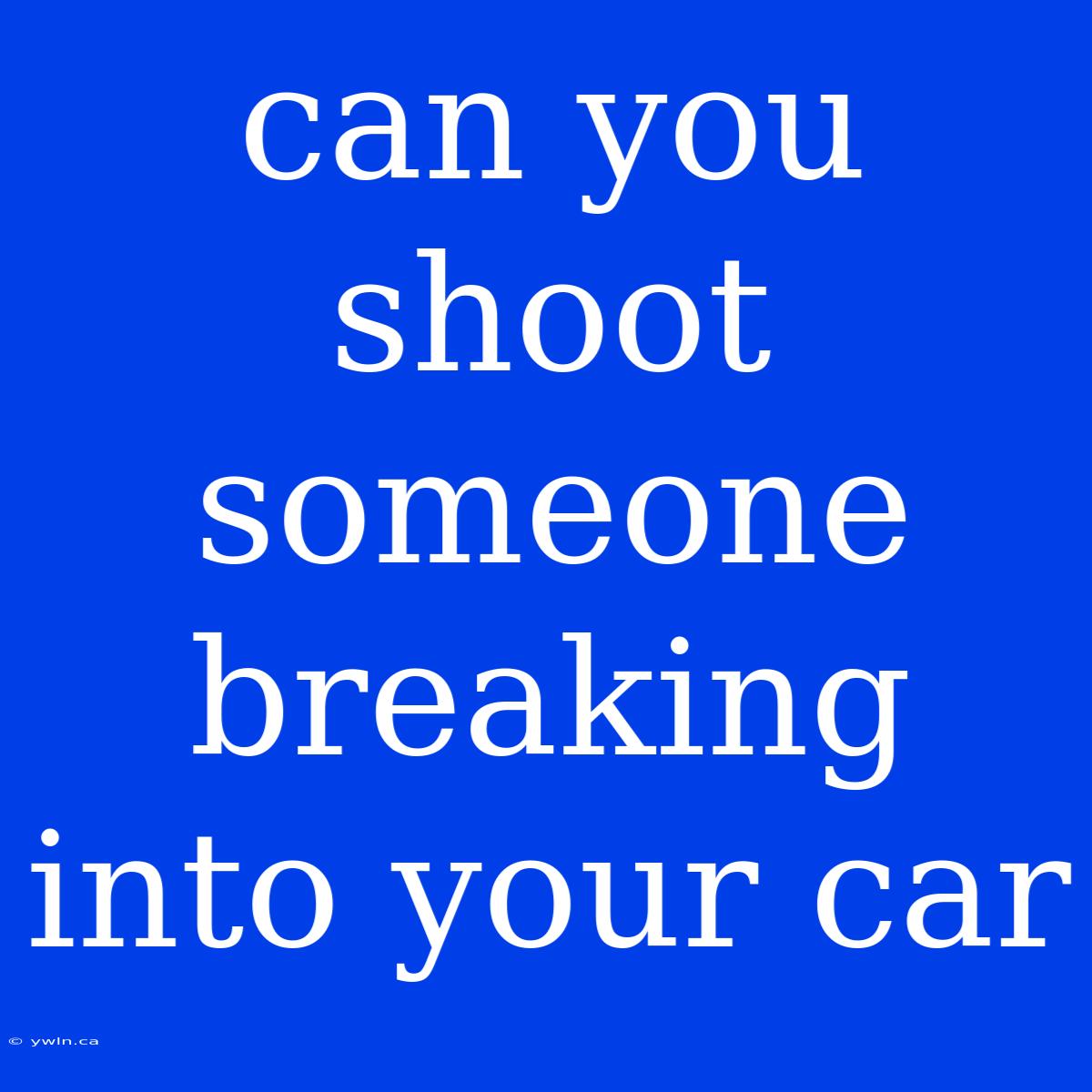 Can You Shoot Someone Breaking Into Your Car