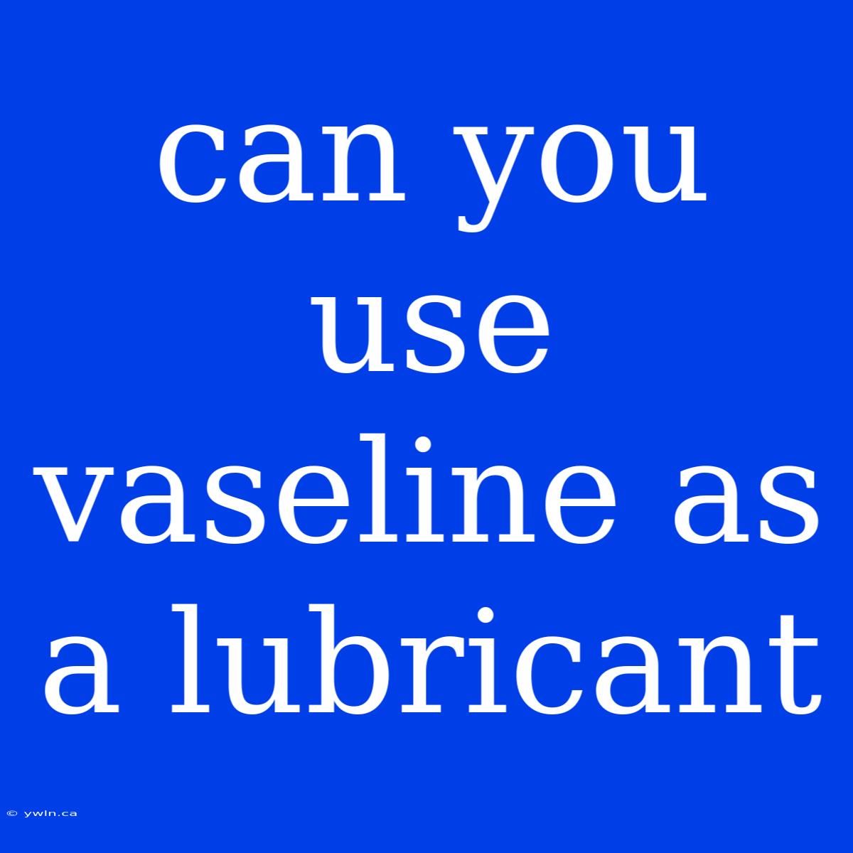 Can You Use Vaseline As A Lubricant