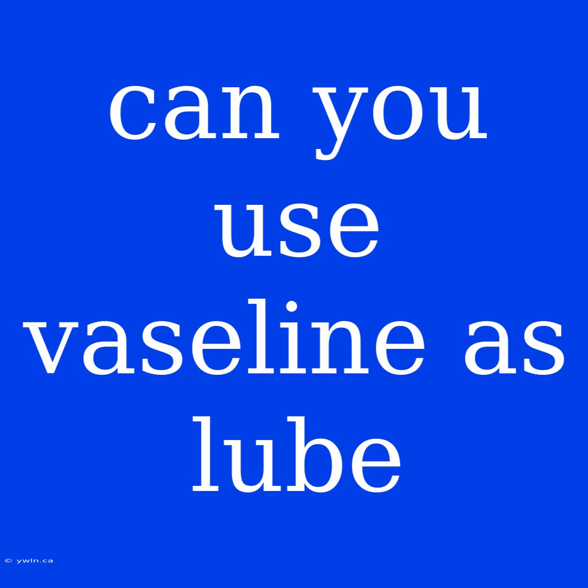 Can You Use Vaseline As Lube