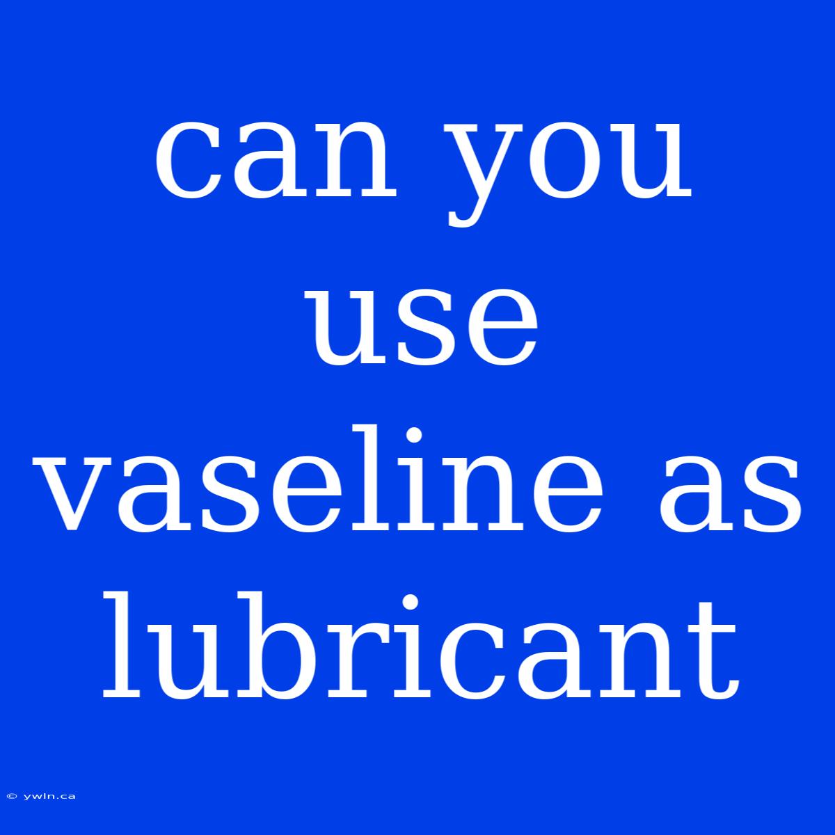 Can You Use Vaseline As Lubricant