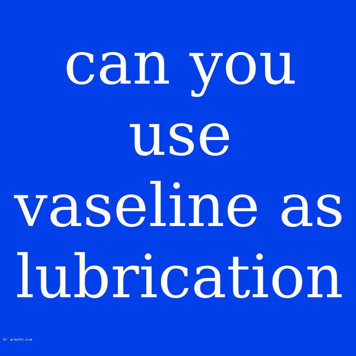 Can You Use Vaseline As Lubrication