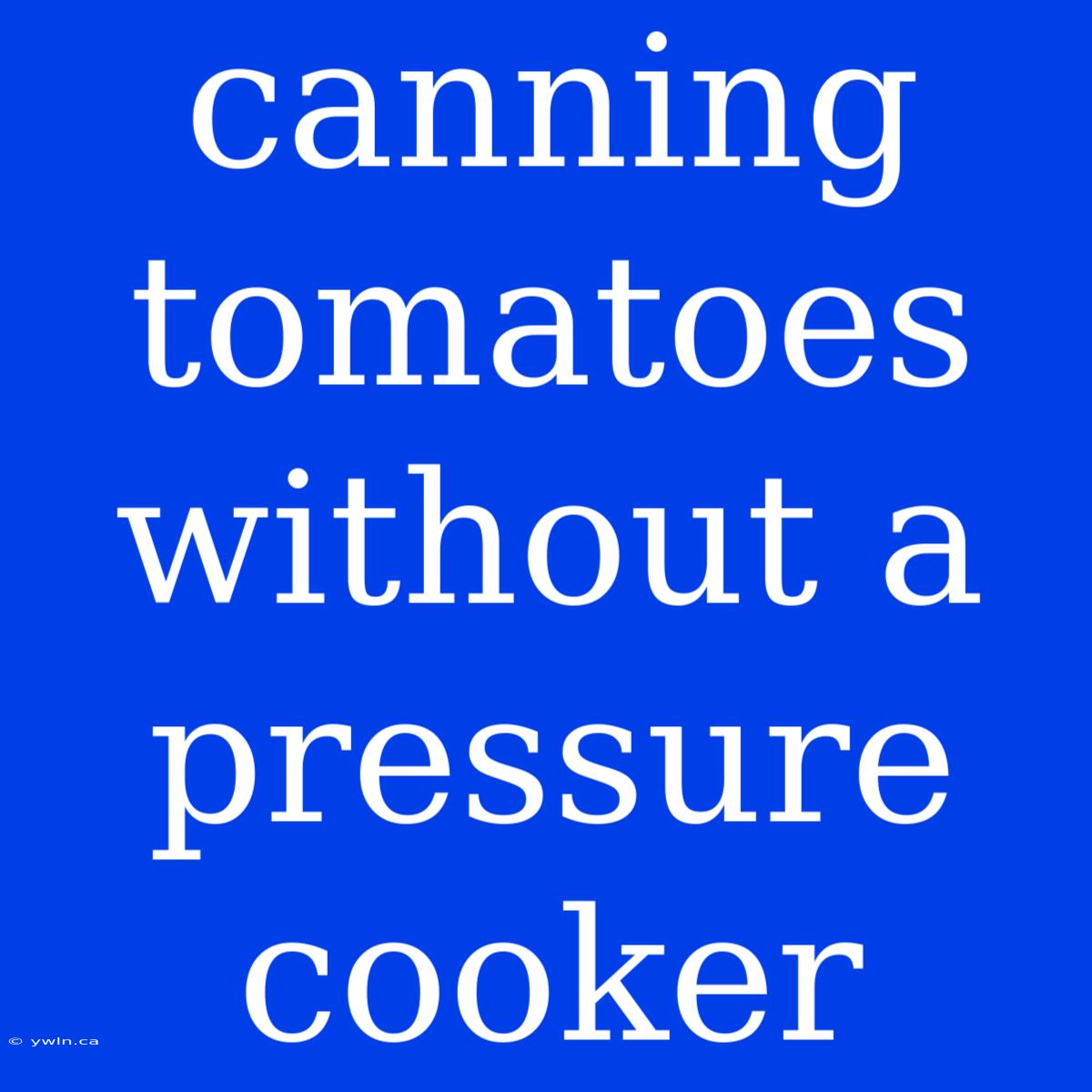 Canning Tomatoes Without A Pressure Cooker