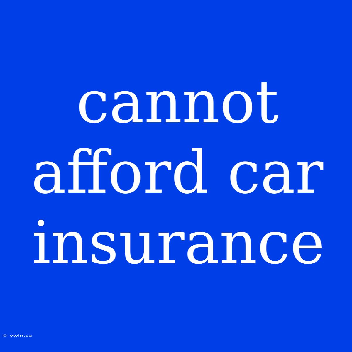 Cannot Afford Car Insurance