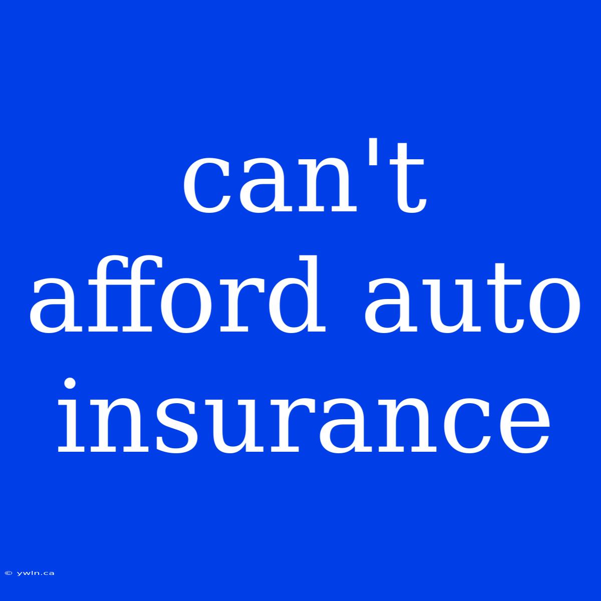 Can't Afford Auto Insurance