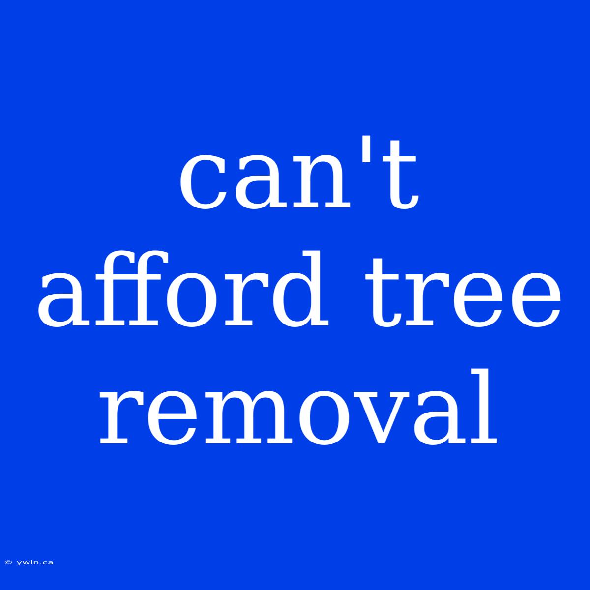 Can't Afford Tree Removal