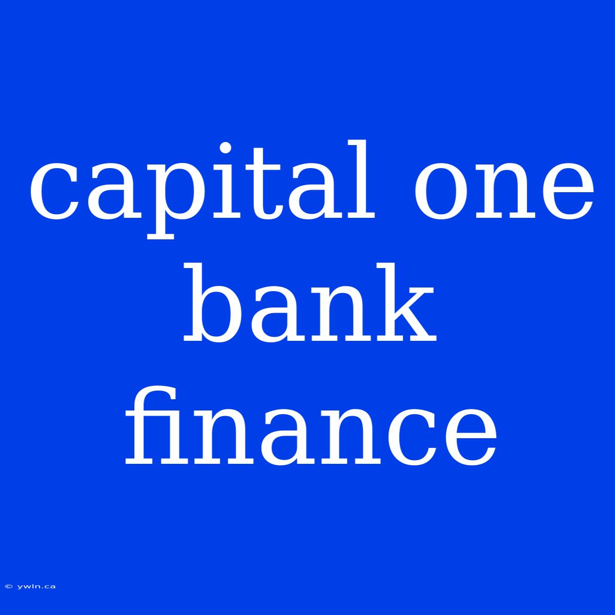 Capital One Bank Finance