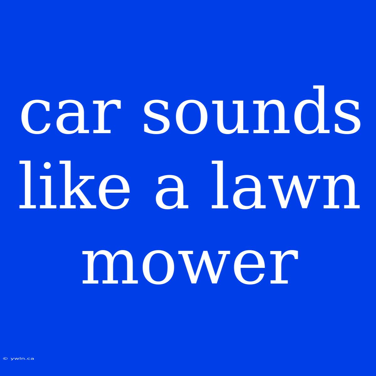 Car Sounds Like A Lawn Mower