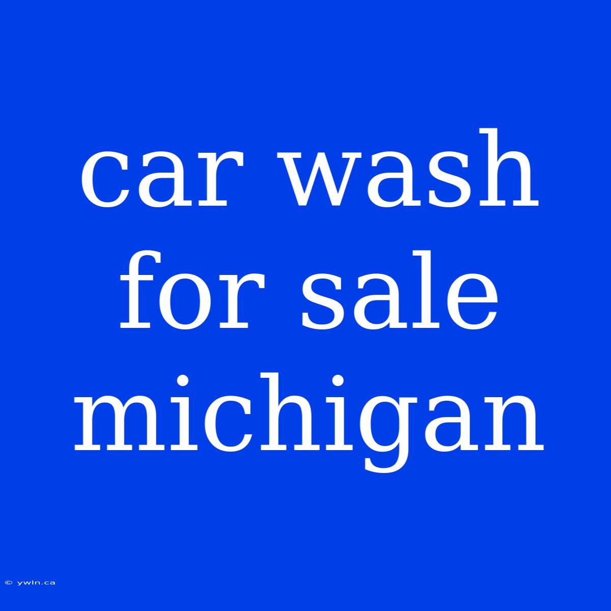 Car Wash For Sale Michigan