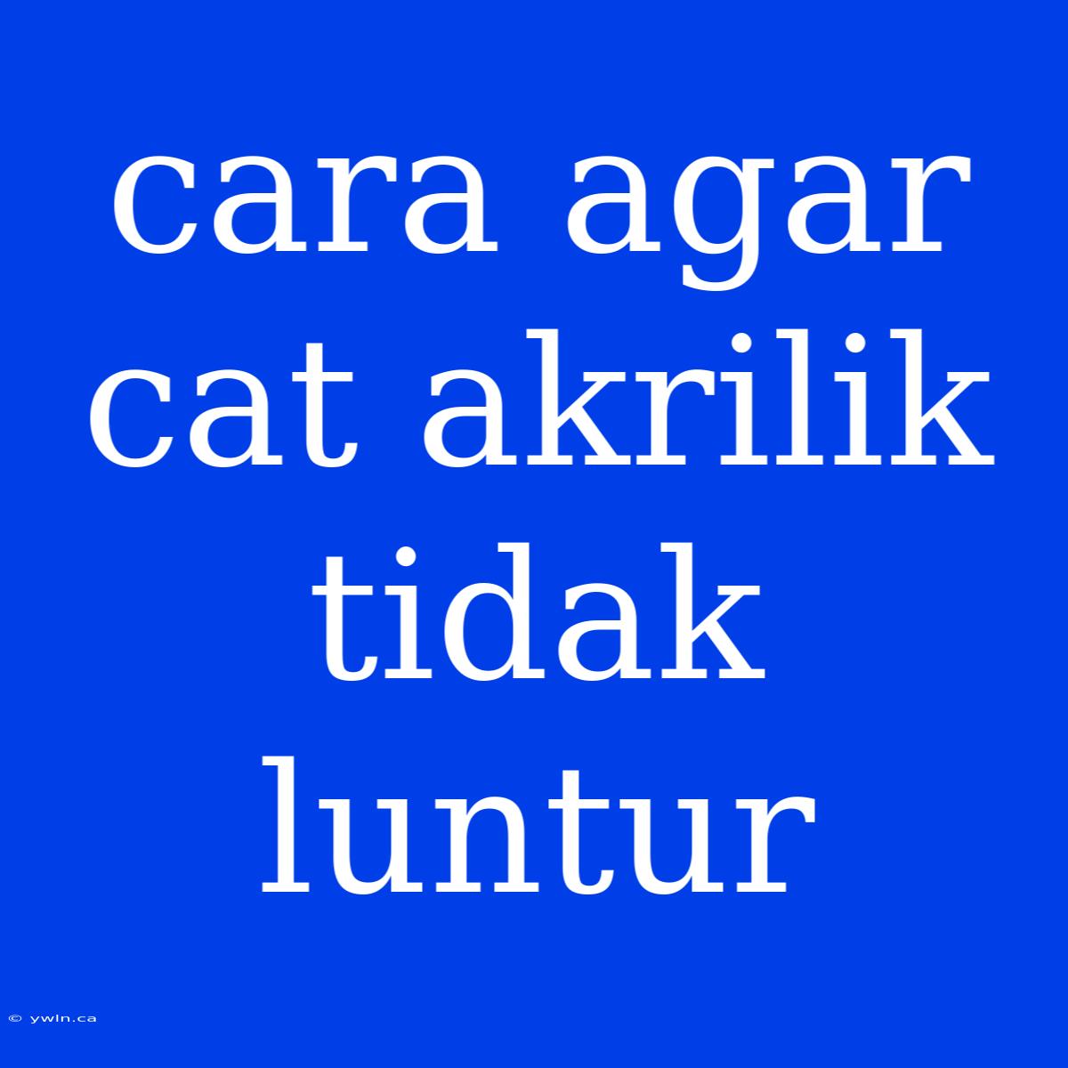 Cara Agar Cat Akrilik Tidak Luntur