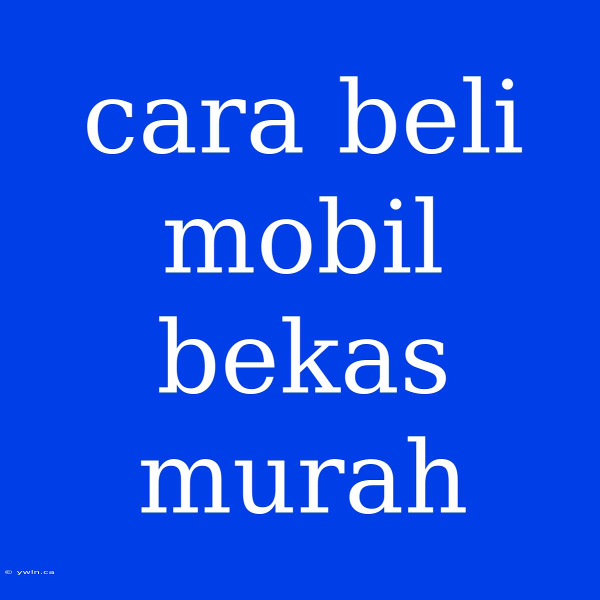 Cara Beli Mobil Bekas Murah